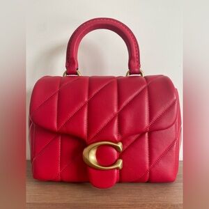 Coach Tabby Top Handle Bag with Quilting Candy Apple Red